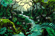 štýlový obraz tropický les